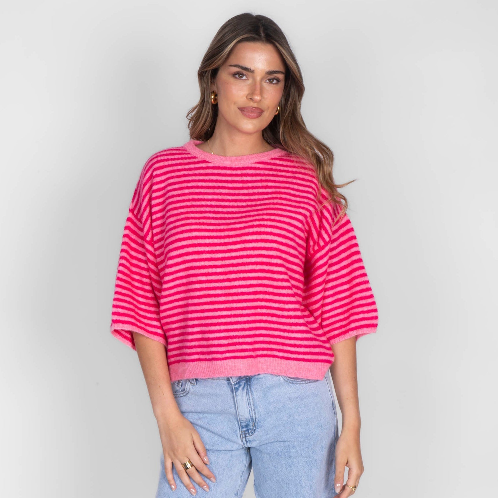 Soft Stripe Knit T-Shirt