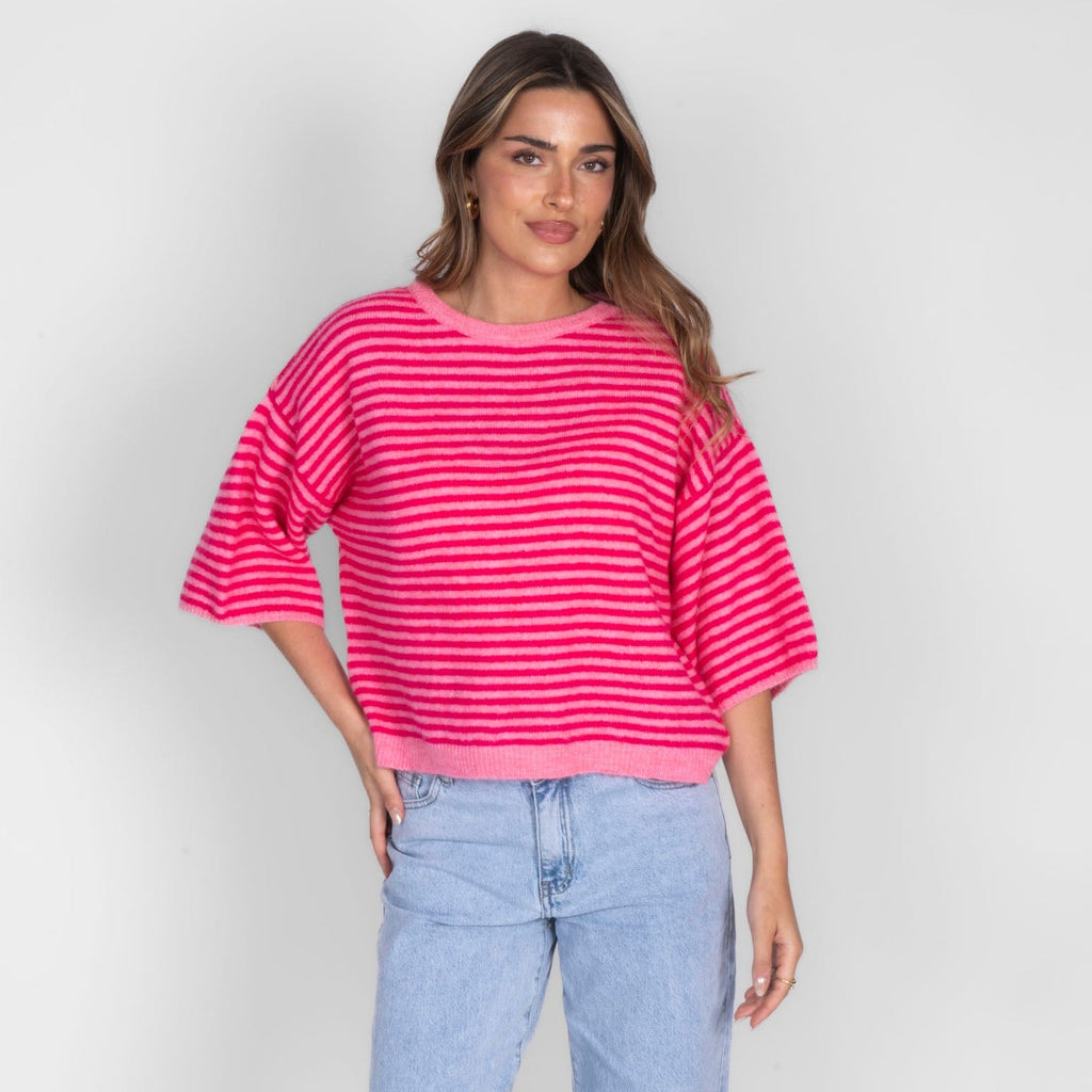 Soft Stripe Knit T-Shirt