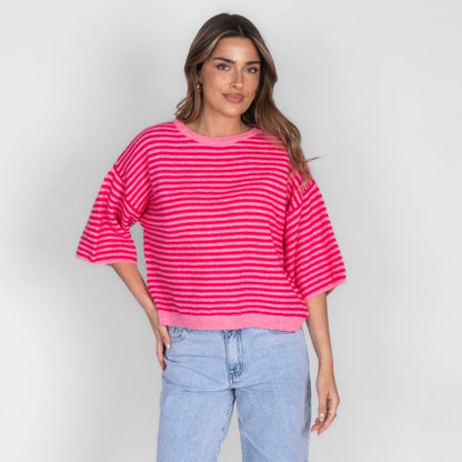Soft Stripe Knit T-Shirt