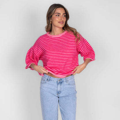 Soft Stripe Knit T-Shirt