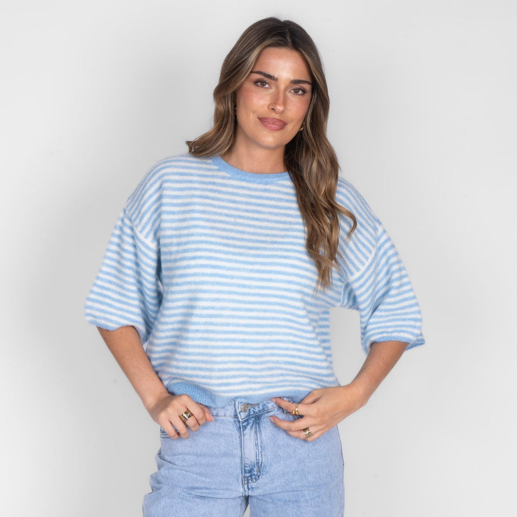Soft Stripe Knit T-Shirt
