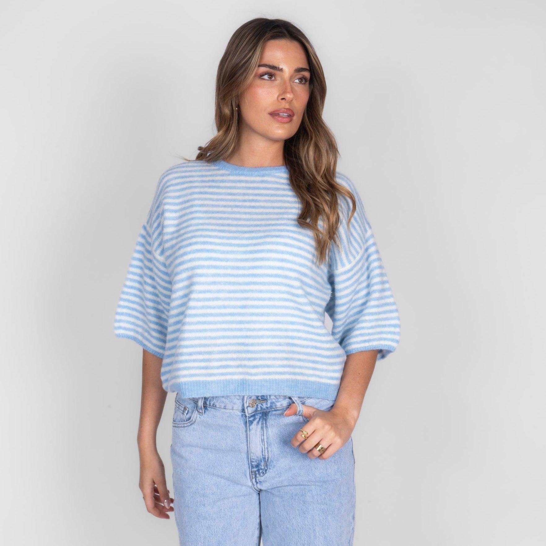Soft Stripe Knit T-Shirt