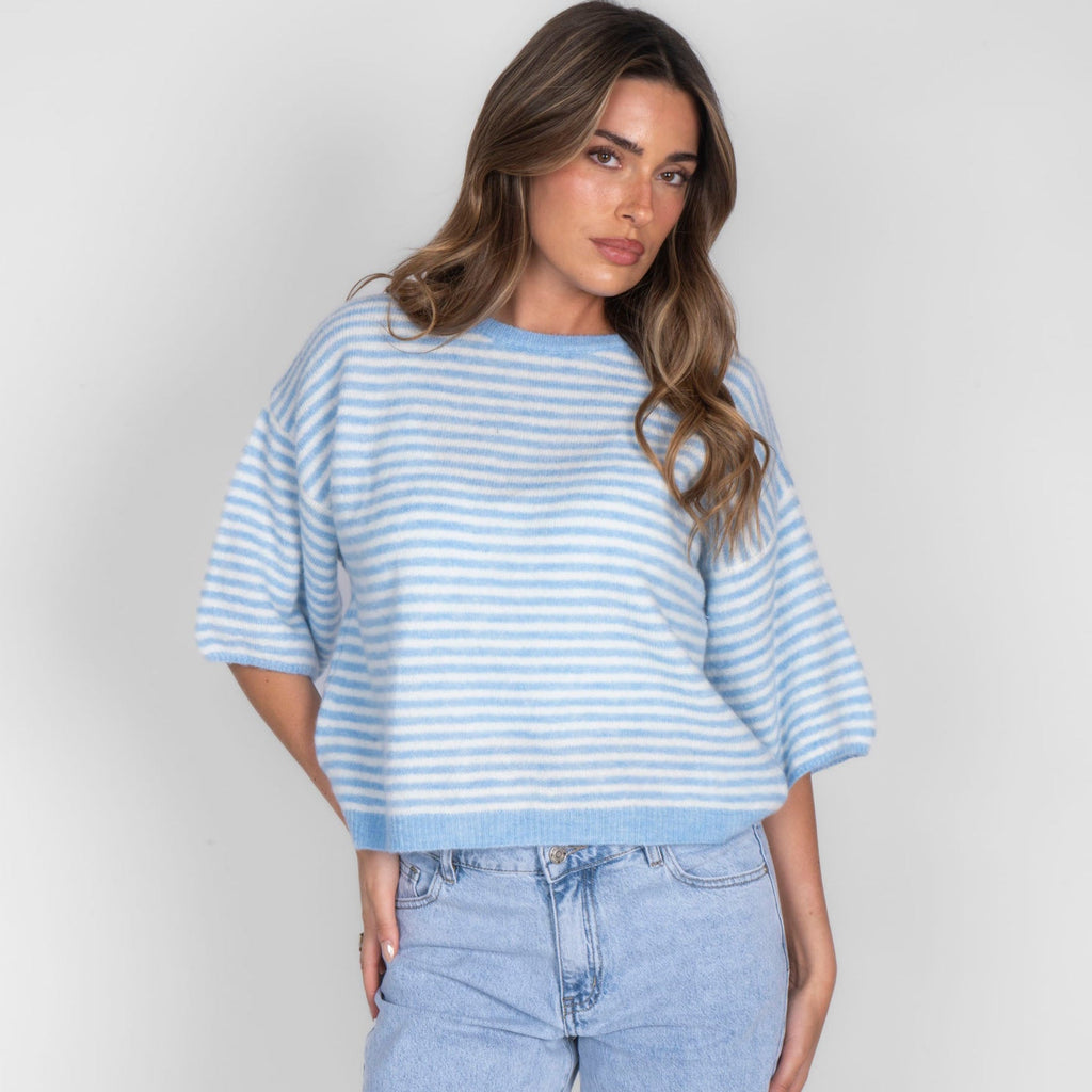 Soft Stripe Knit T-Shirt