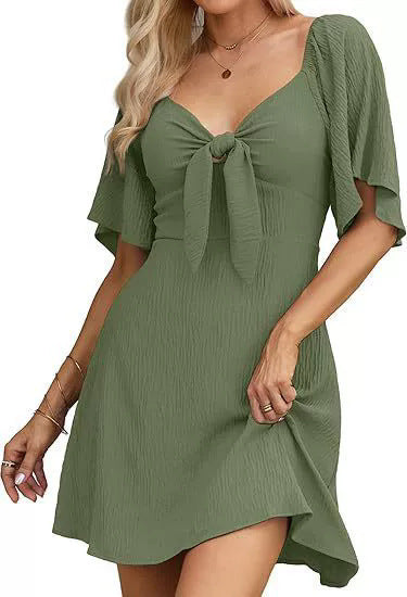Bow Tie Short Sleeve Dress