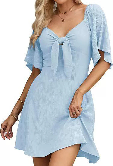Bow Tie Short Sleeve Dress