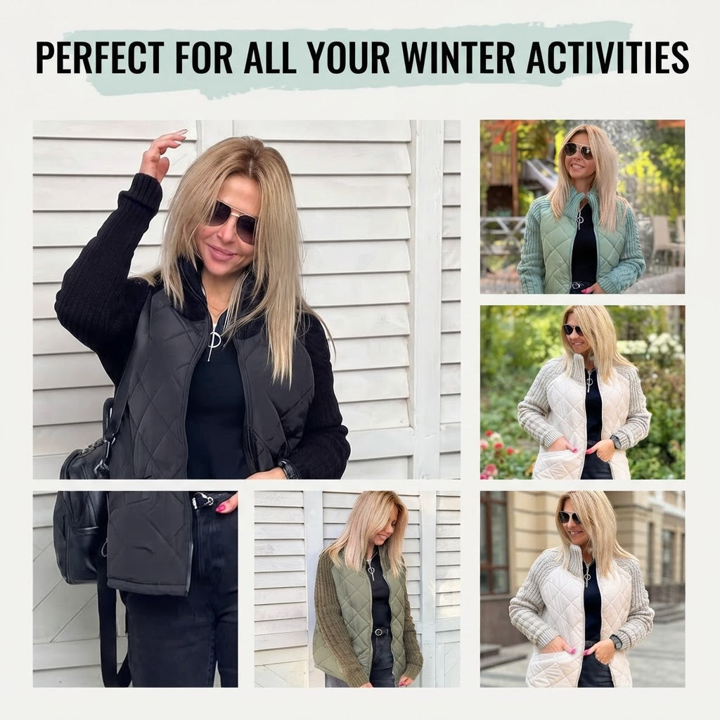 Women’s Knitted Patchwork Puffer Jacket
