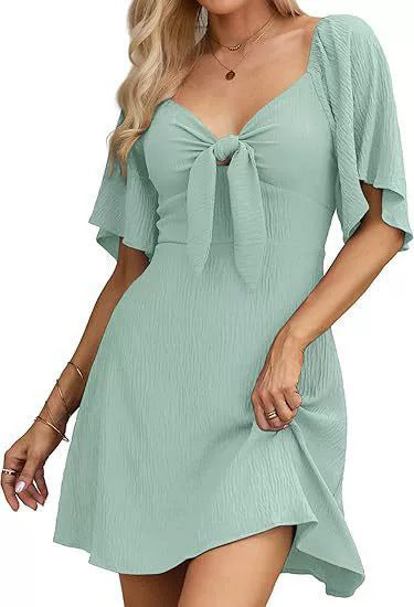 Bow Tie Short Sleeve Dress