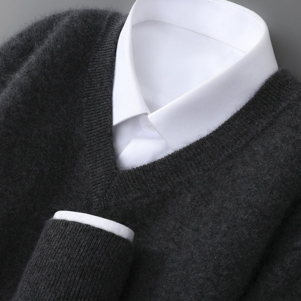 Mens Casual V-Neck Knit Sweater