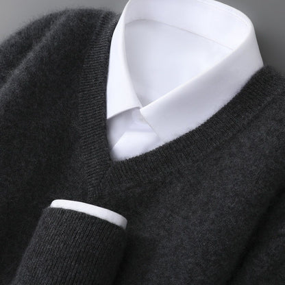 Mens Casual V-Neck Knit Sweater