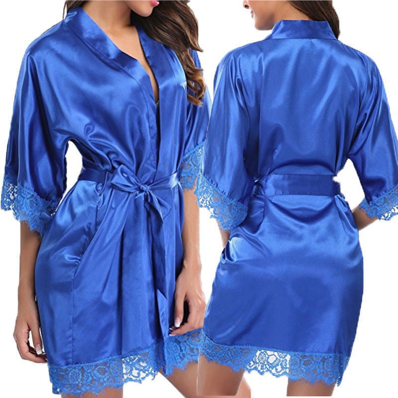 Elegant Plus-Size Ice Silk Bathrobe