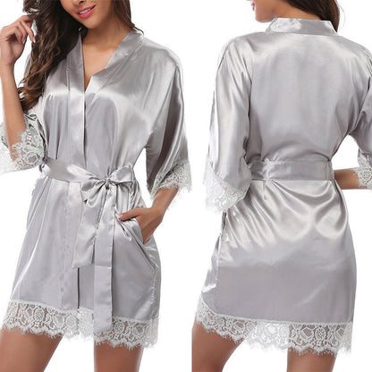 Elegant Plus-Size Ice Silk Bathrobe