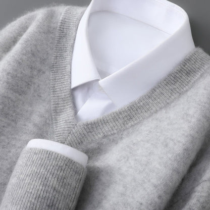 Mens Casual V-Neck Knit Sweater