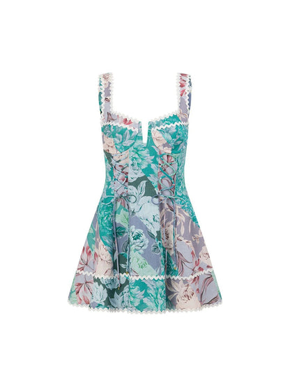 Almafi Linen Floral Midi Dress