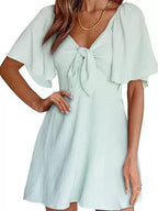 Bow Tie Short Sleeve Dress