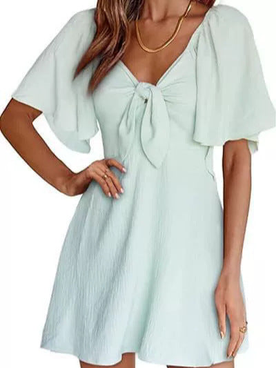 Bow Tie Short Sleeve Dress