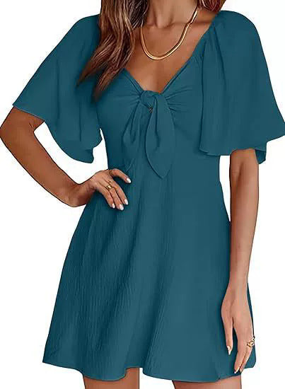 Bow Tie Short Sleeve Dress