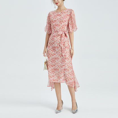 Living Life Floral Silk Slit Dress