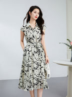 Womens Silk Floral Shirt Dress