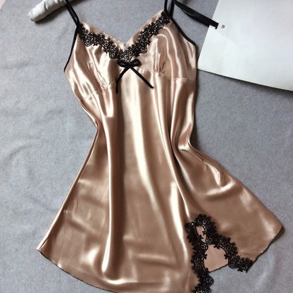 Women's slip dress silk satin pajamas
