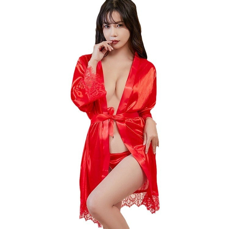 Elegant Plus-Size Ice Silk Bathrobe