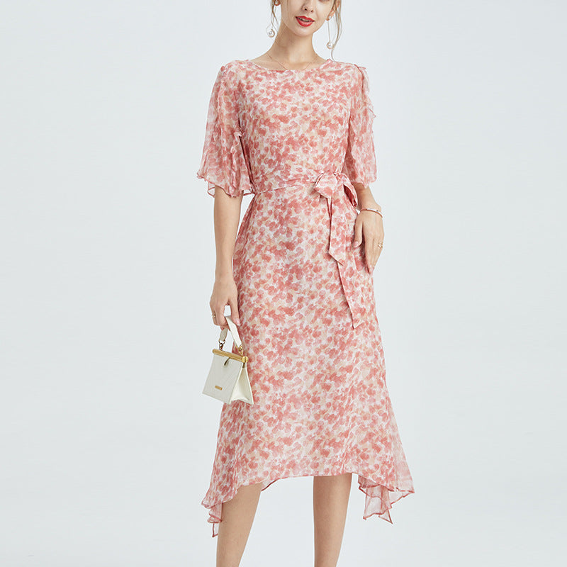 Living Life Floral Silk Slit Dress