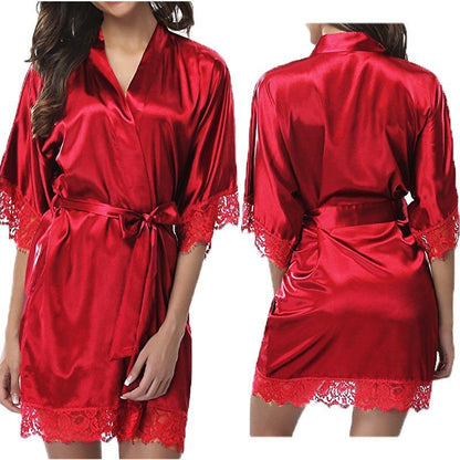 Elegant Plus-Size Ice Silk Bathrobe