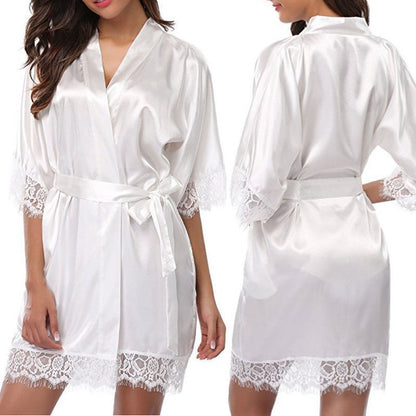 Elegant Plus-Size Ice Silk Bathrobe