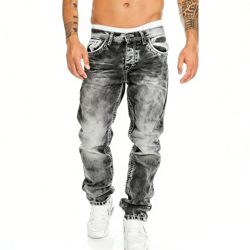 Mens Straight Leg Hip Hop Jeans