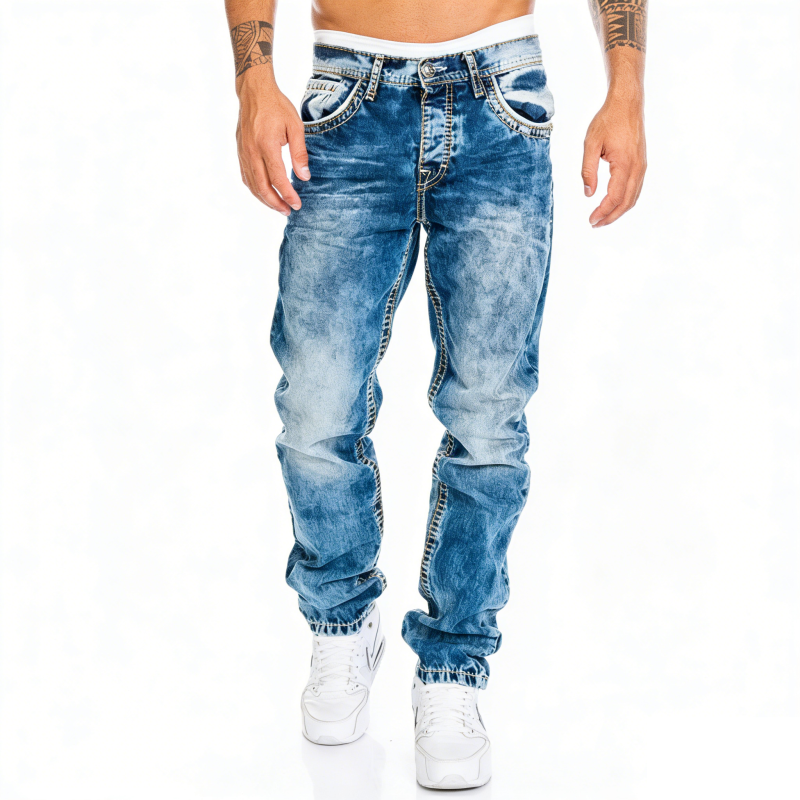 Mens Straight Leg Hip Hop Jeans