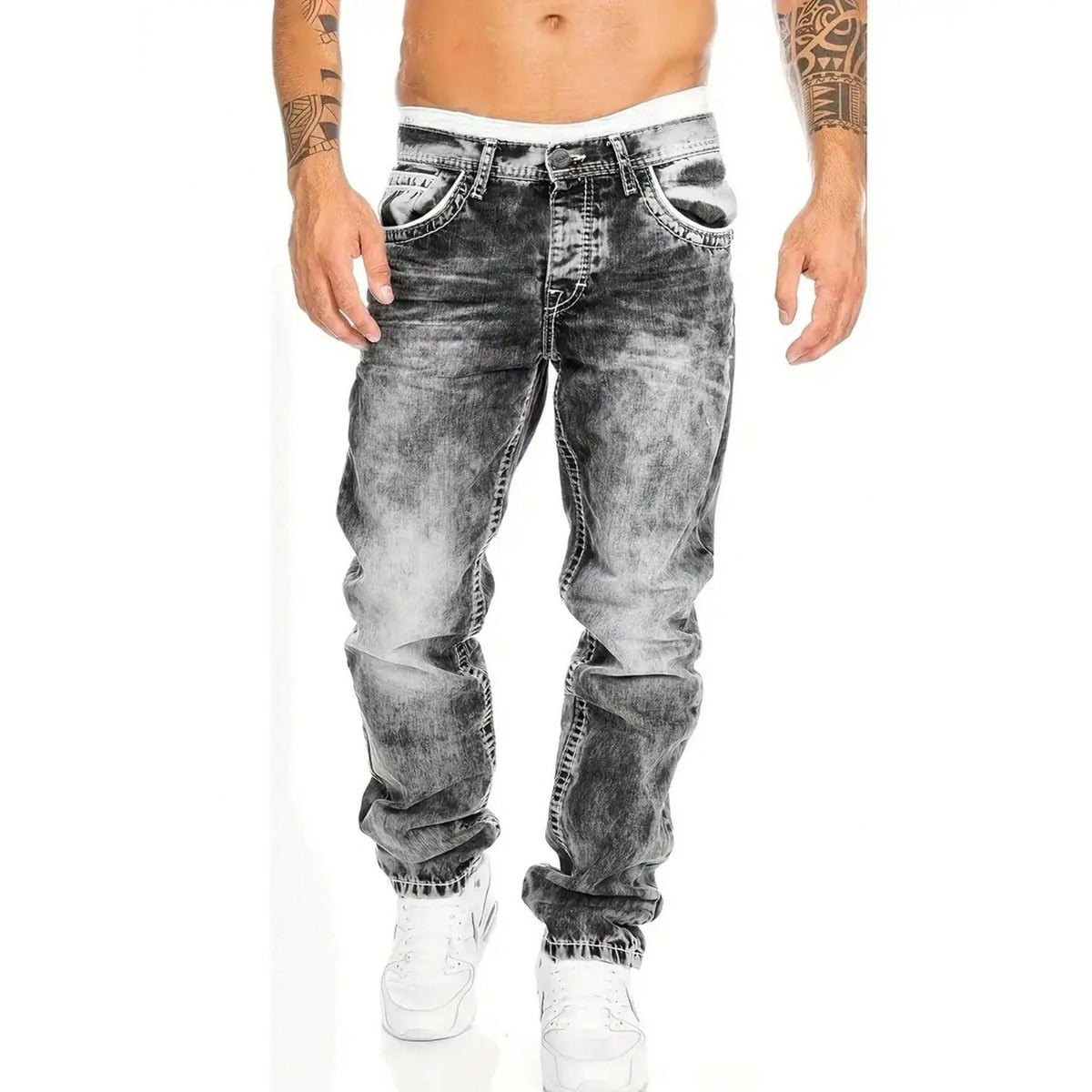 Mens Straight Leg Hip Hop Jeans