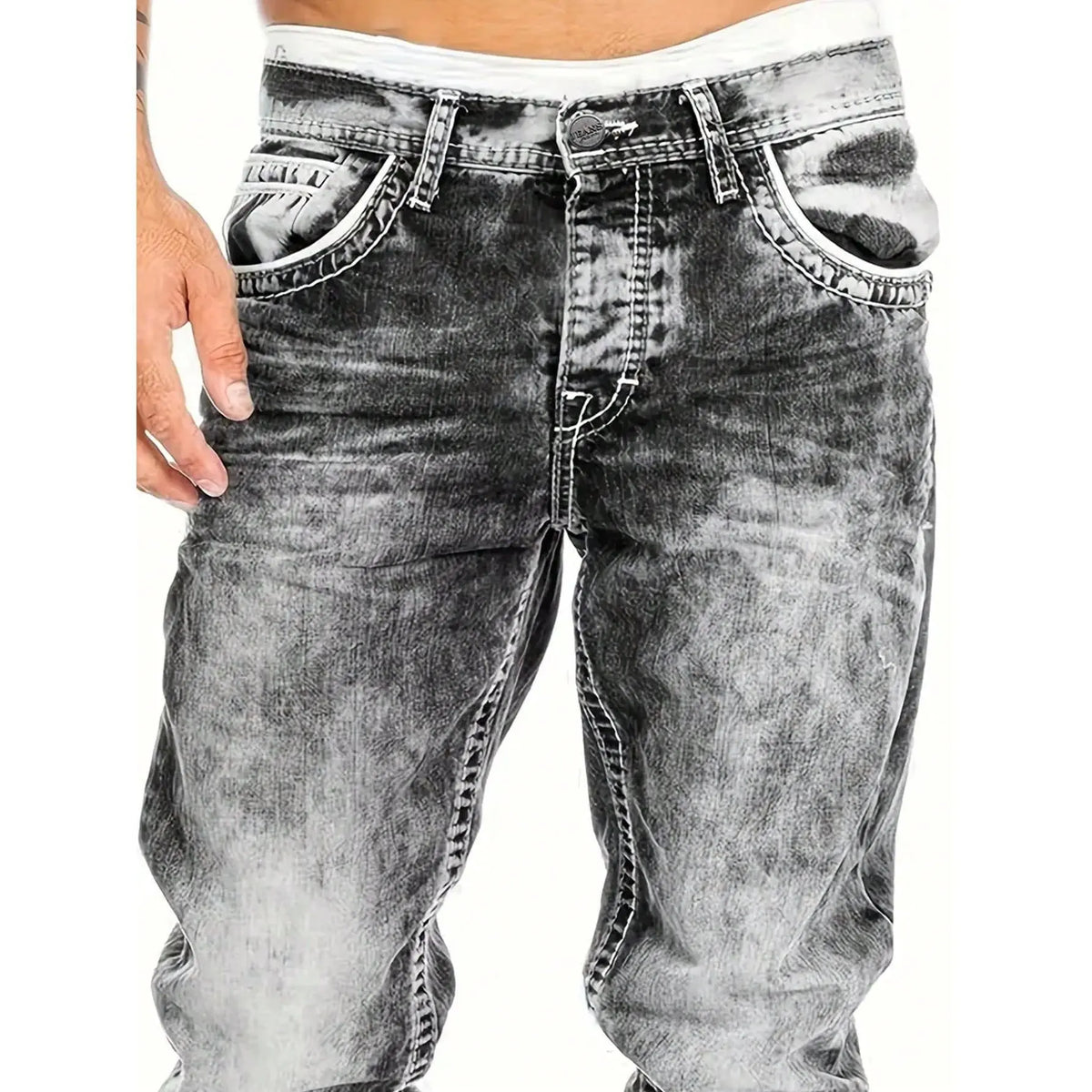 Mens Straight Leg Hip Hop Jeans