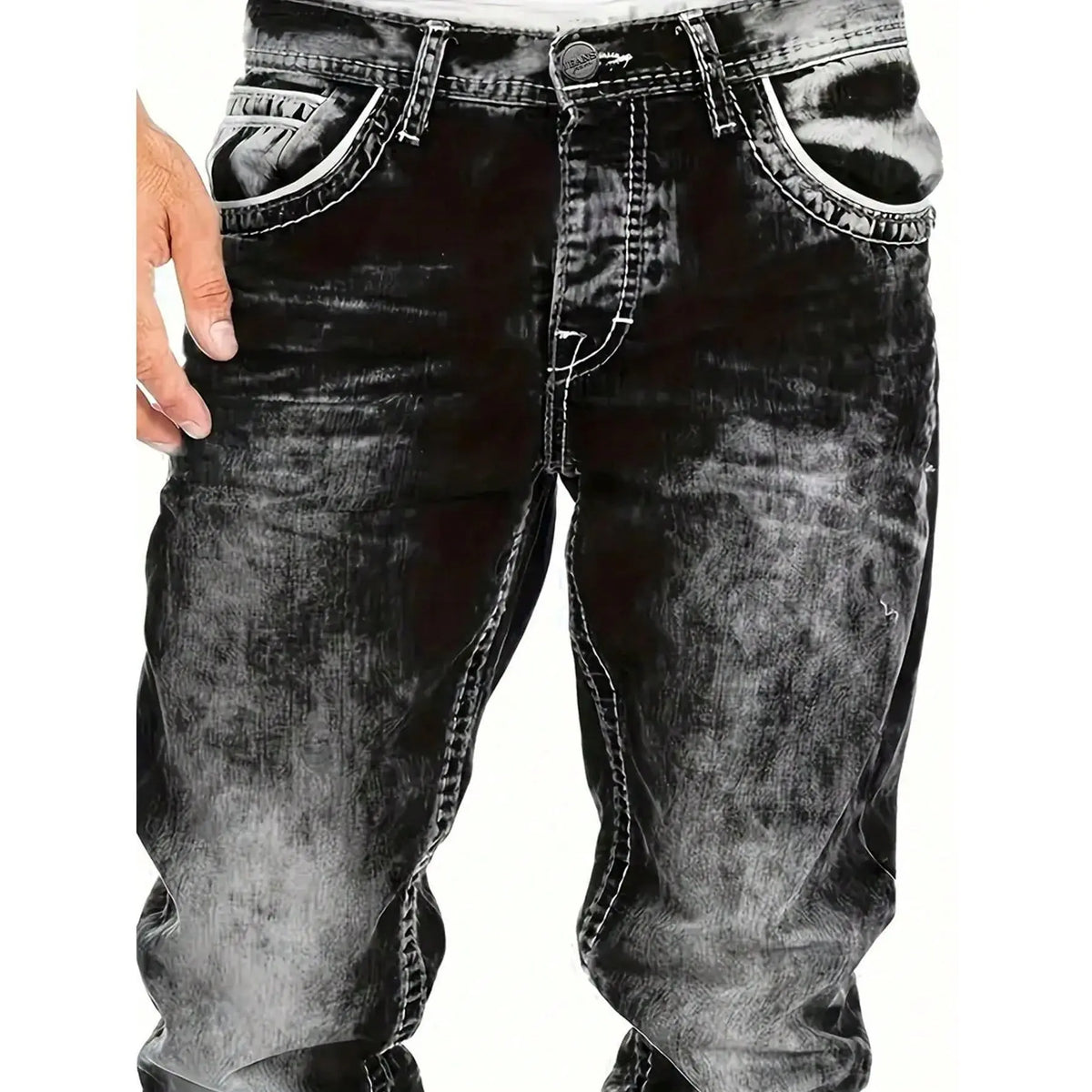 Mens Straight Leg Hip Hop Jeans