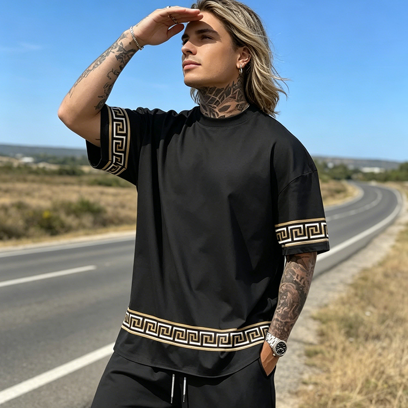 breathable crew neck short sleeve shorts set