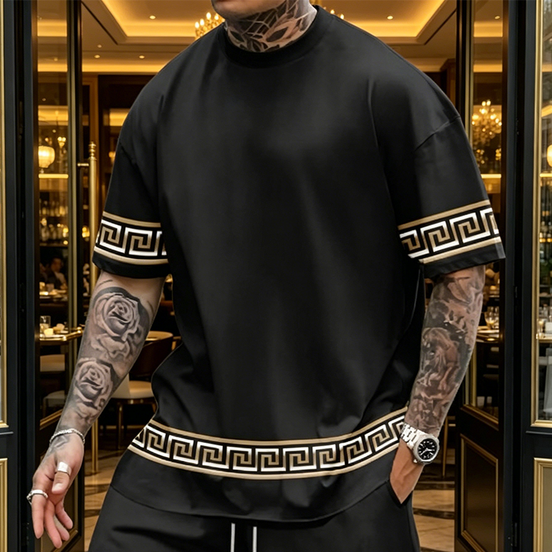 breathable crew neck short sleeve shorts set