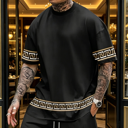 breathable crew neck short sleeve shorts set