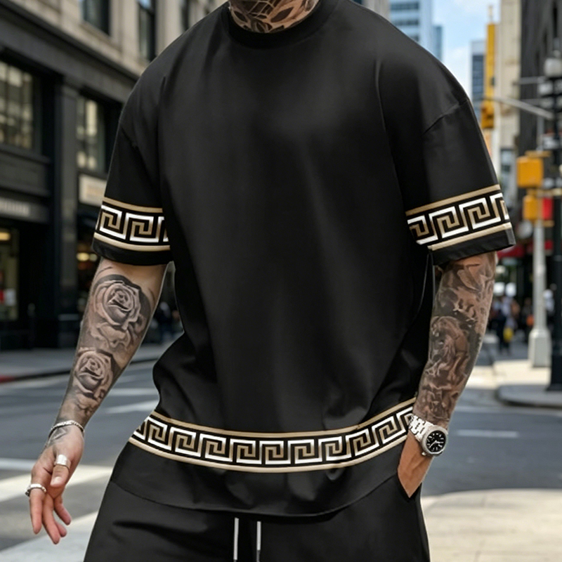 breathable crew neck short sleeve shorts set