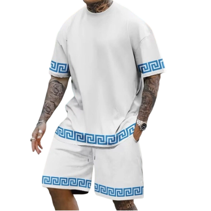breathable crew neck short sleeve shorts set