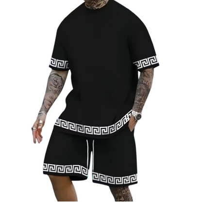 breathable crew neck short sleeve shorts set