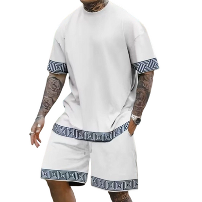 breathable crew neck short sleeve shorts set