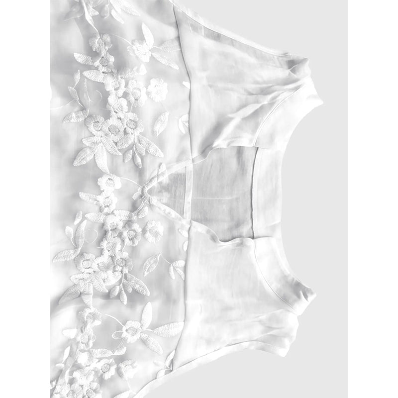 Fashionvelvet Floral Embroidered Lace Sleeveless Top