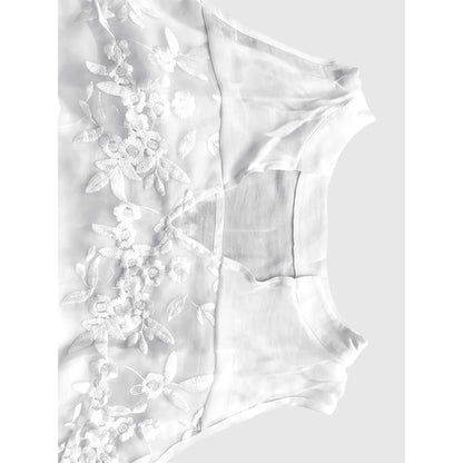 Fashionvelvet Floral Embroidered Lace Sleeveless Top