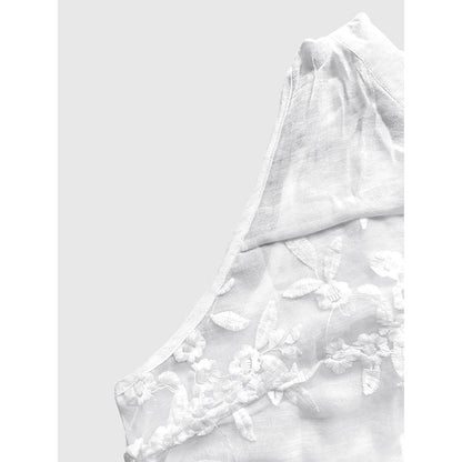 Fashionvelvet Floral Embroidered Lace Sleeveless Top