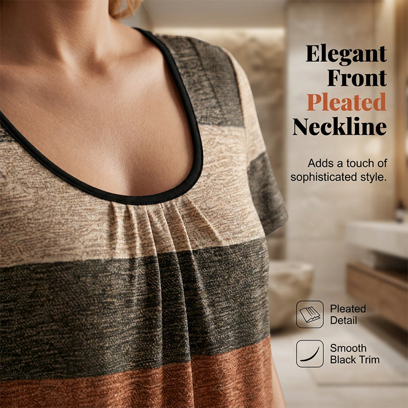 womens plus size pleated color block t shirt