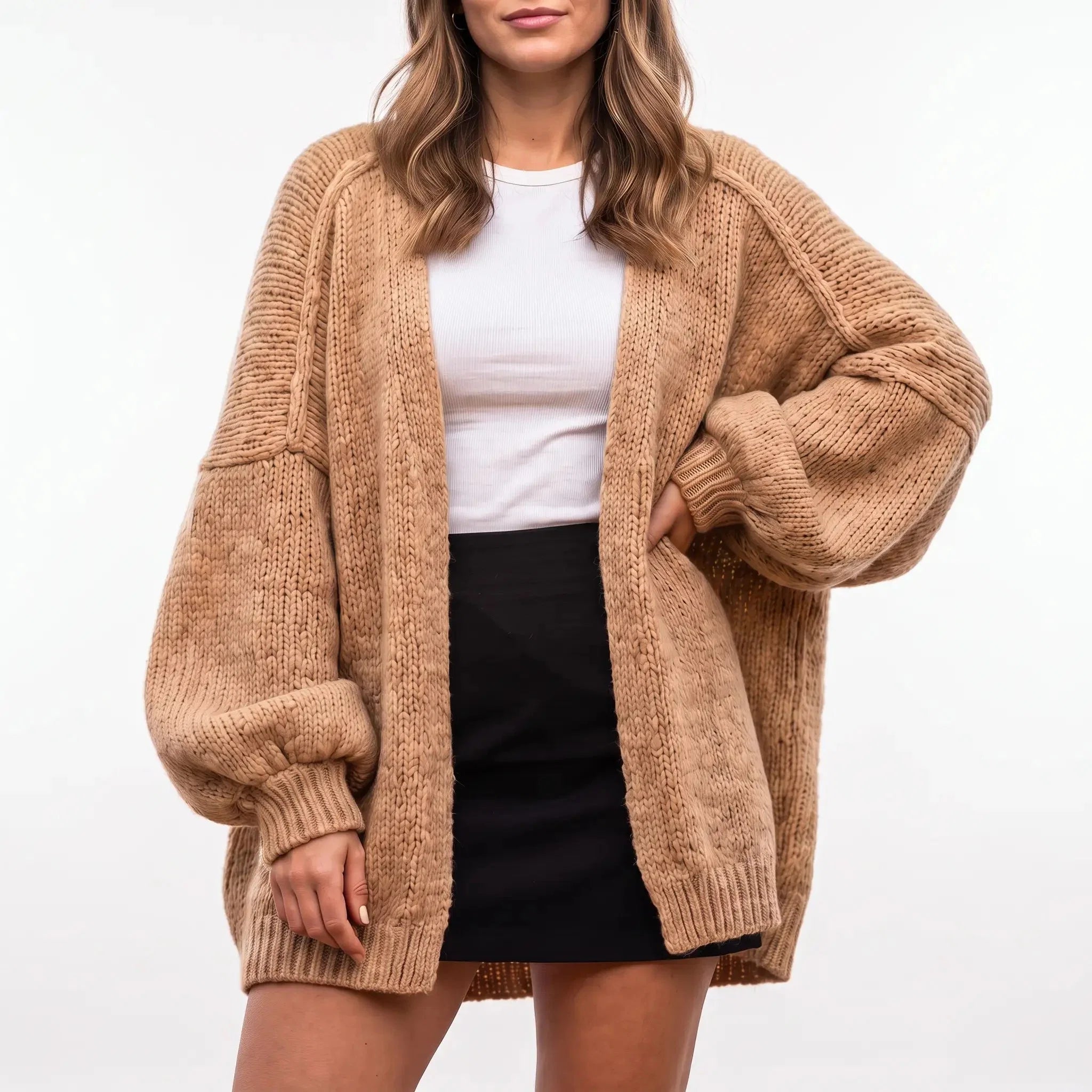 Mia Balloon Sleeve — Oversized Cardigan