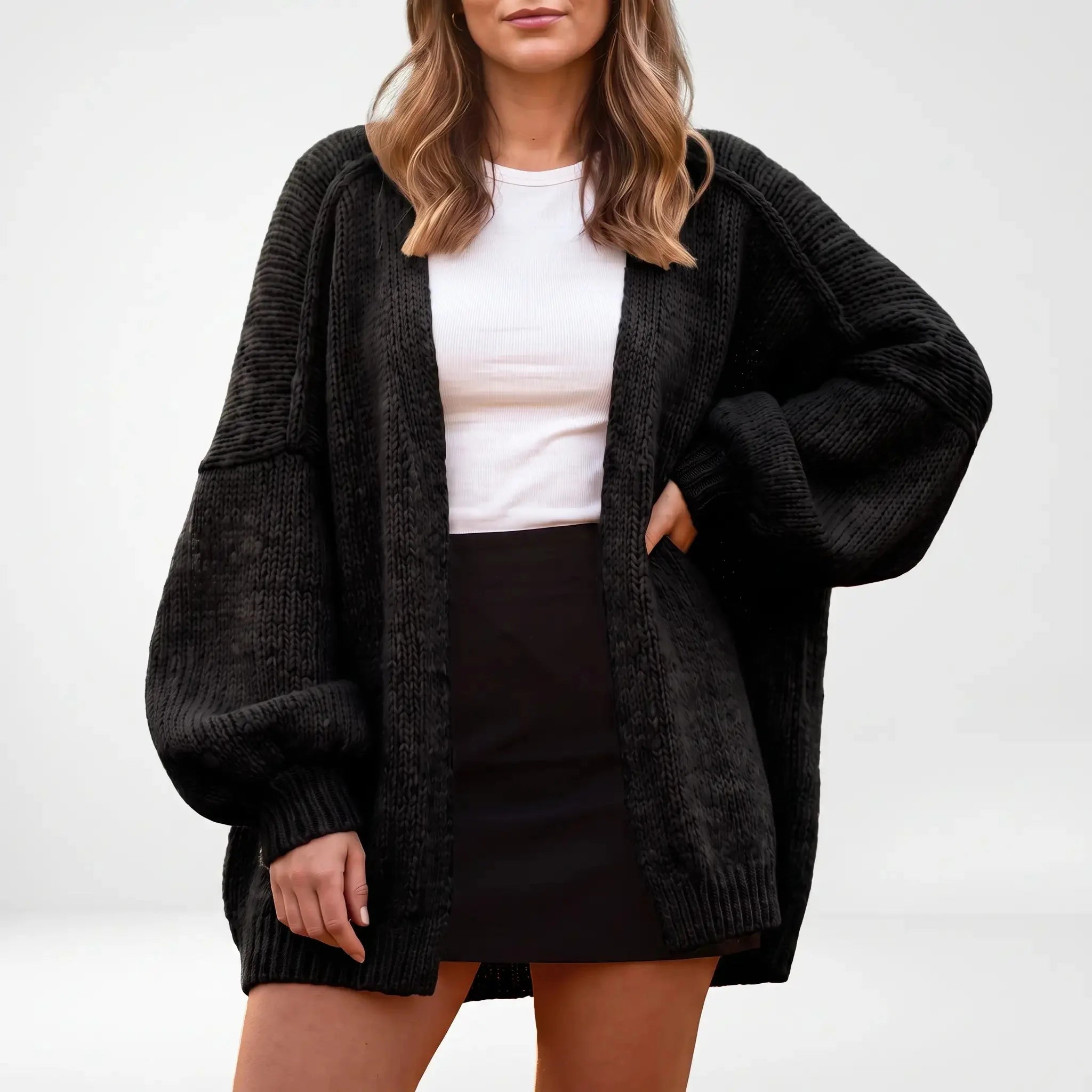 Mia Balloon Sleeve — Oversized Cardigan