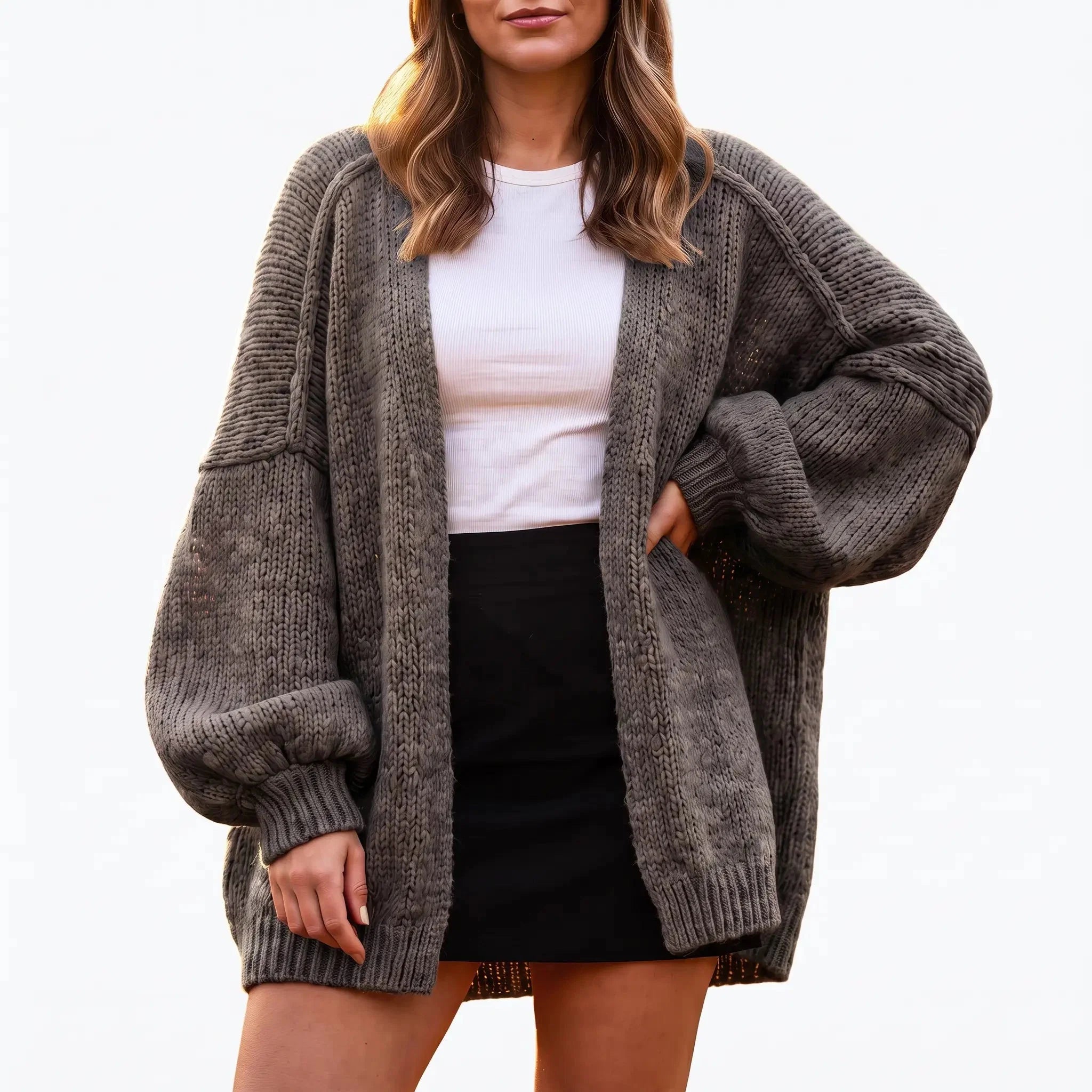 Mia Balloon Sleeve — Oversized Cardigan