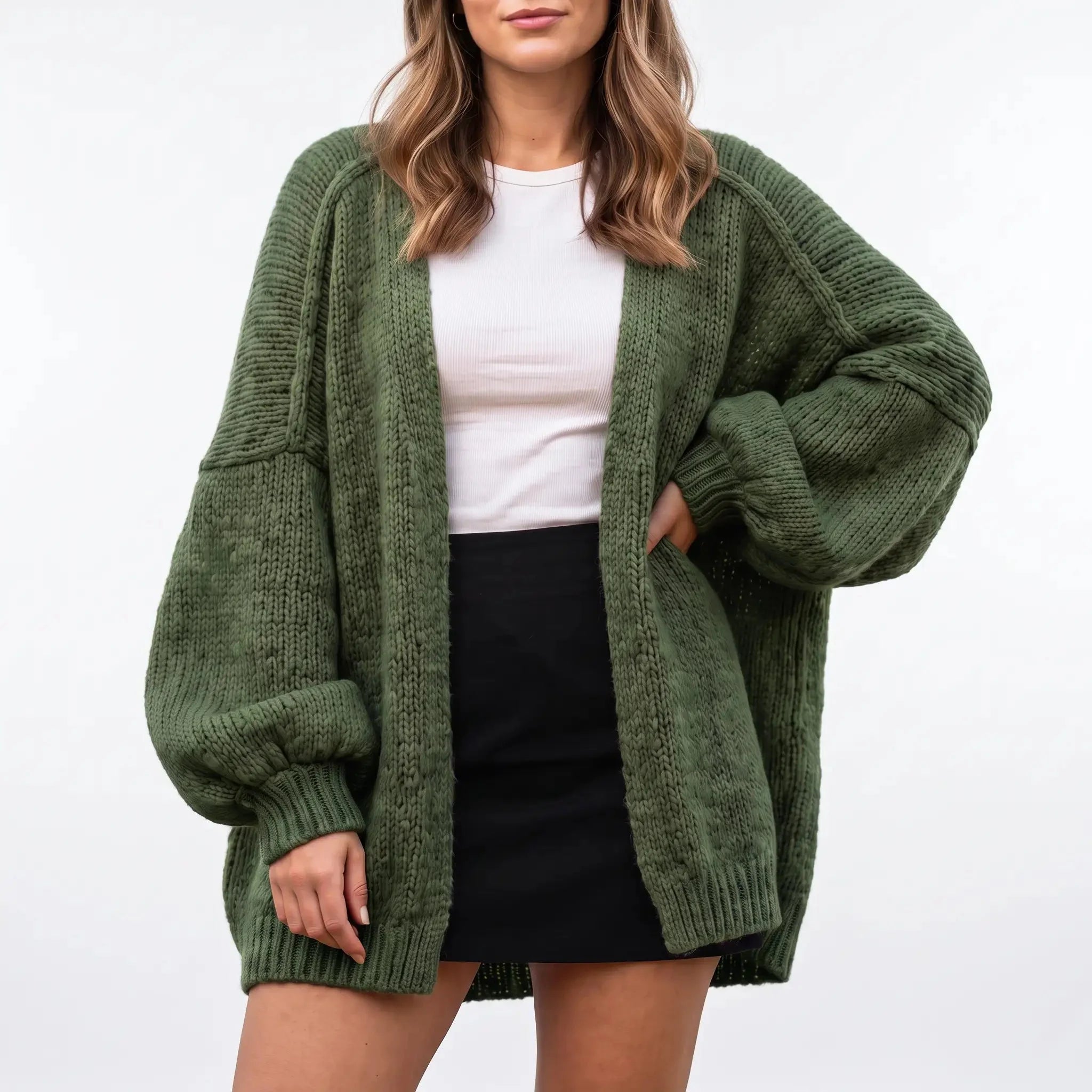 Mia Balloon Sleeve — Oversized Cardigan