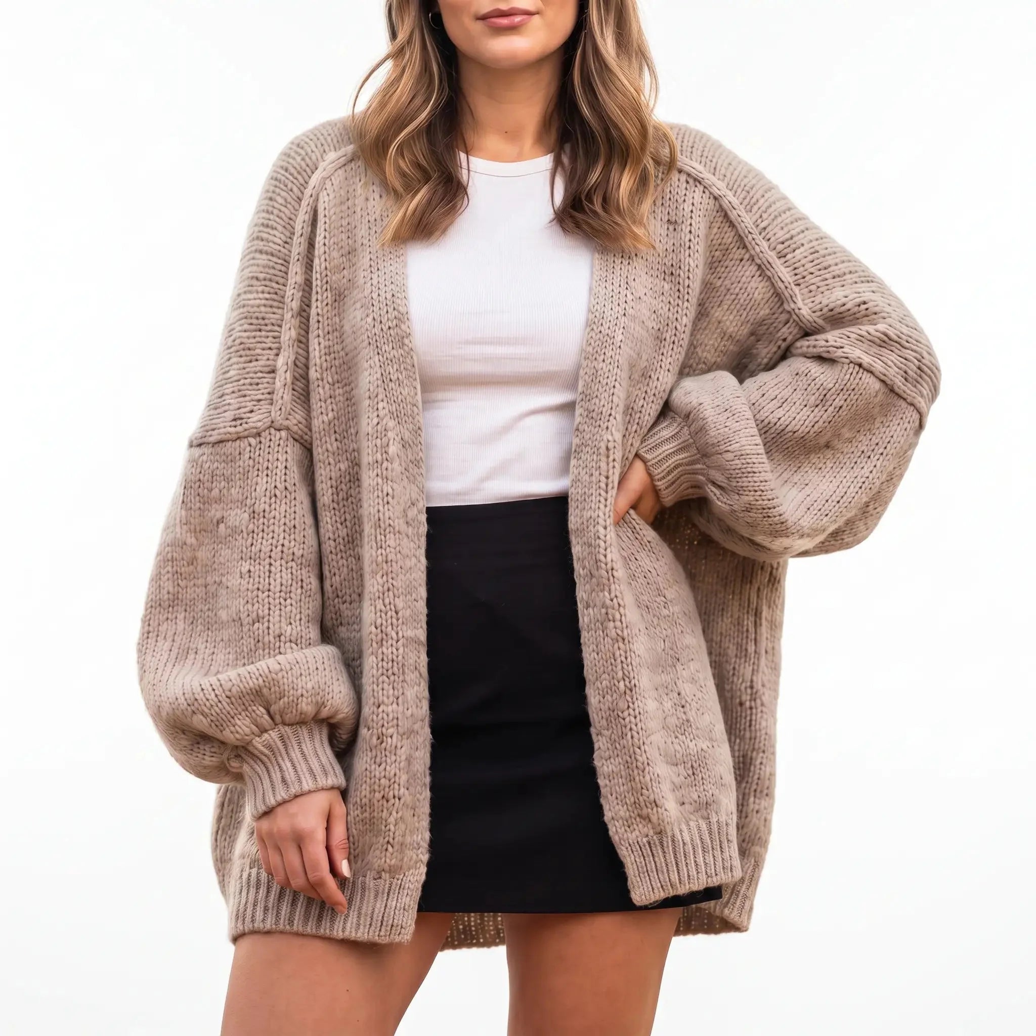 Mia Balloon Sleeve — Oversized Cardigan