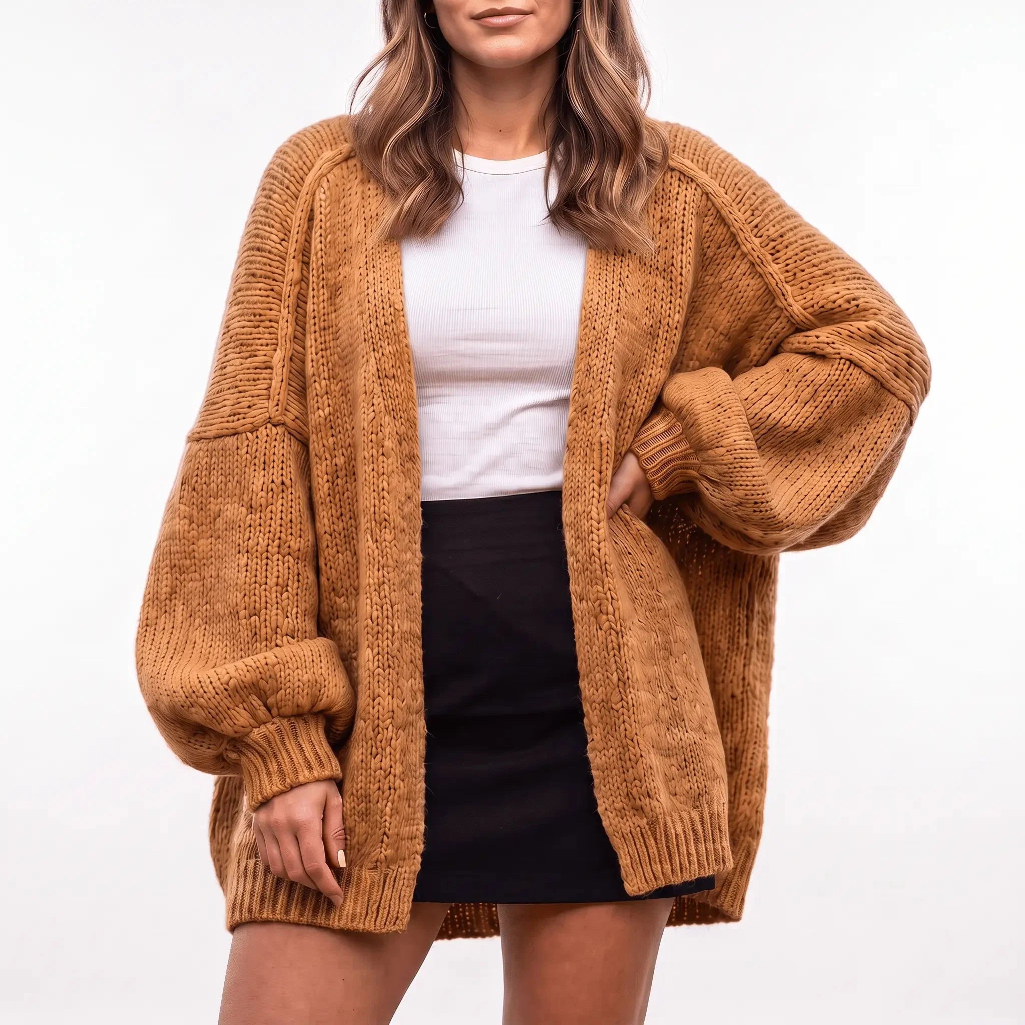 Mia Balloon Sleeve — Oversized Cardigan