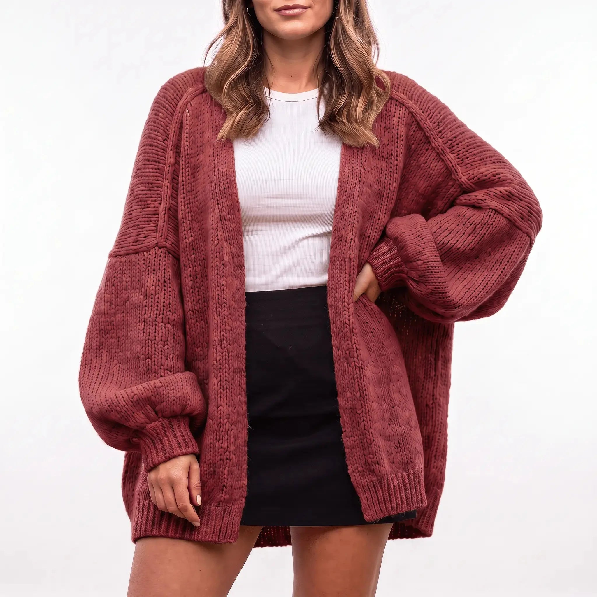 Mia Balloon Sleeve — Oversized Cardigan